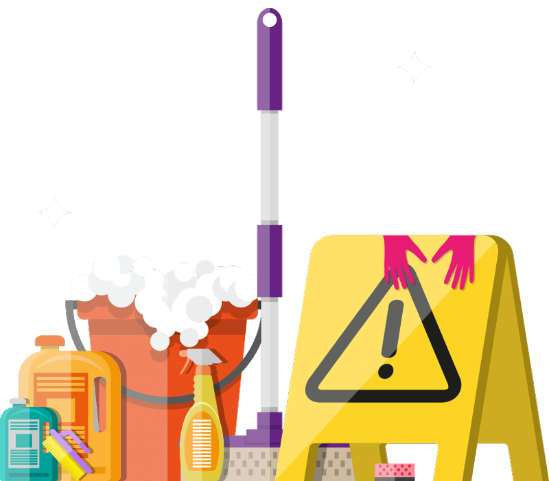Vector illustration of various cleaning supplies